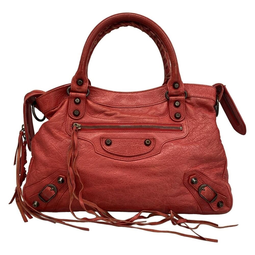 BALENCIAGA The Town Handbag Red Leather